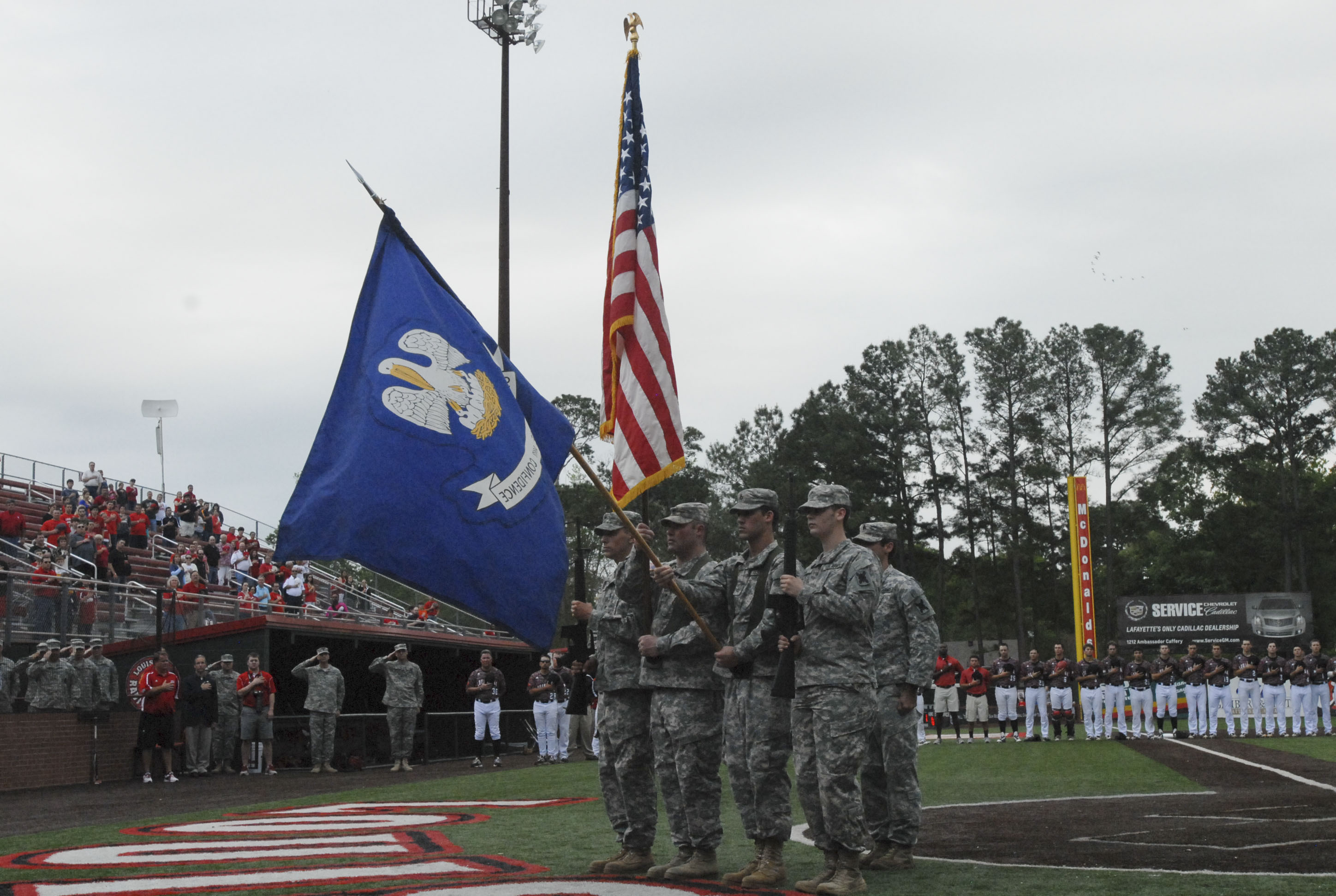 ULL recognizes 256th Soldiers at baseball game